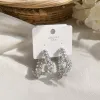 Silver diamond-encrusted heart-shaped earrings, fashionable, simple and versatile ladies' earrings, accessories, earrings, stud earrings, silver needle vintage accessories details Picture